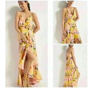 Anthropologie Hutch High-Low Mix Fruit Print Tropical Vacation Wrap Dre’s Size S